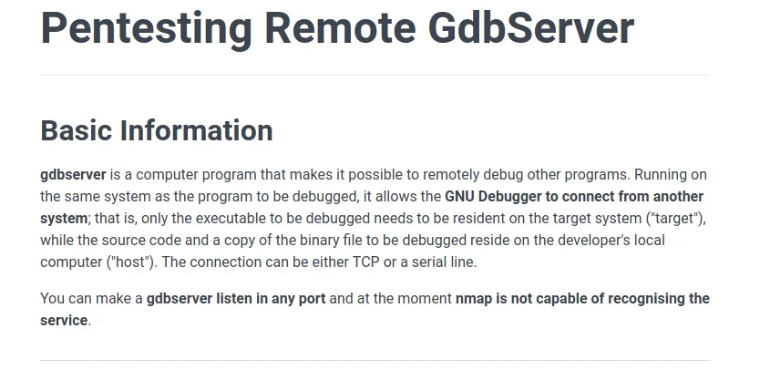 HackTricks — Pentesting Remote GDB Server