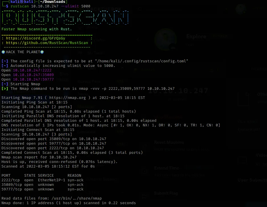 RustScan revealing unusual Android ports