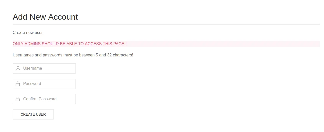 Add New Account form bypassed