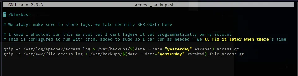 access_backup.sh calling gzip without full path